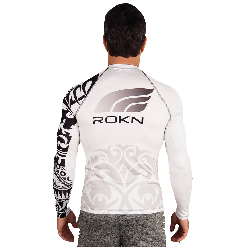 Camiseta ROKN Lycra Rashguard Manga Longa Kirituhi Branco Masculino