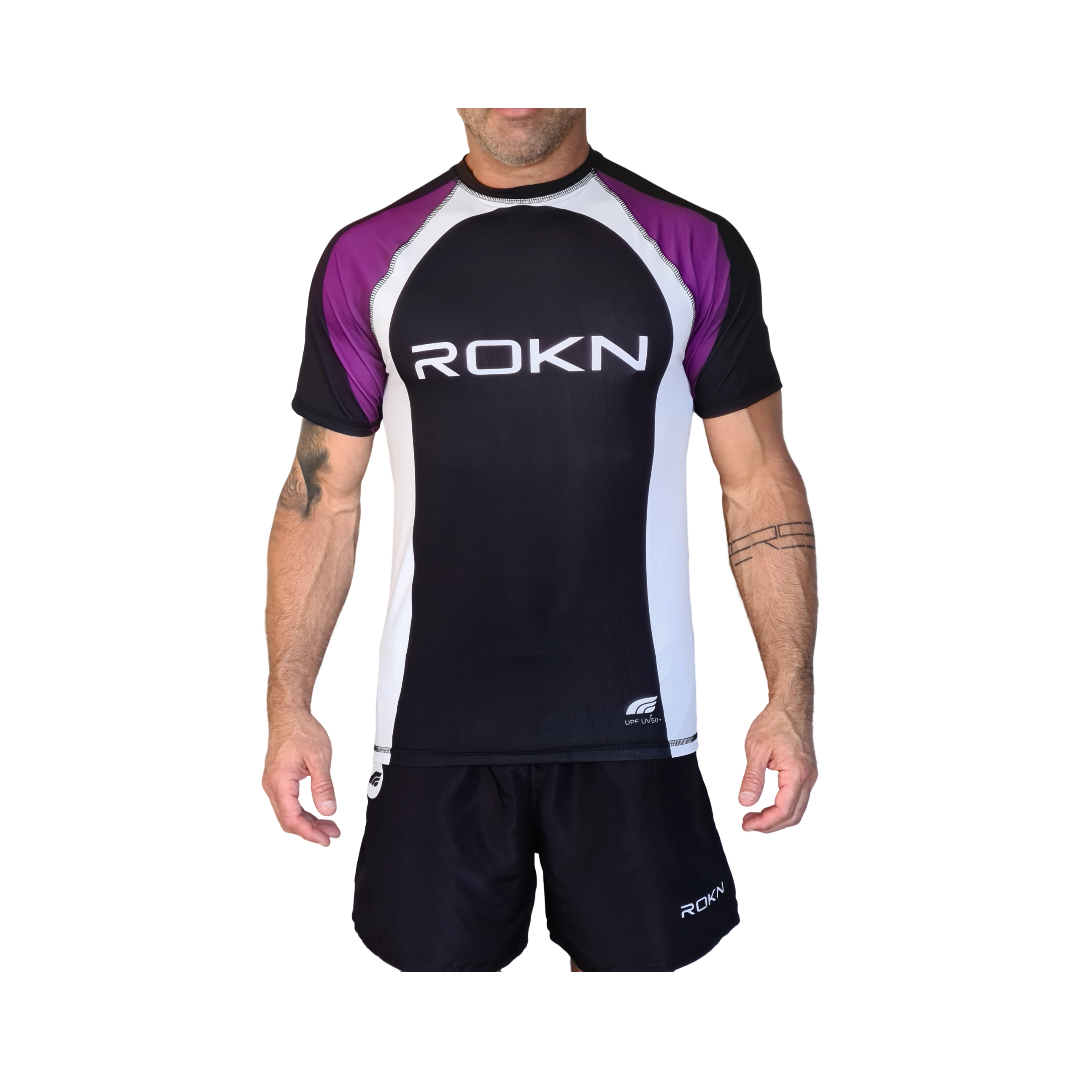 Camiseta ROKN Rashguard Manga Curta RANK Roxo