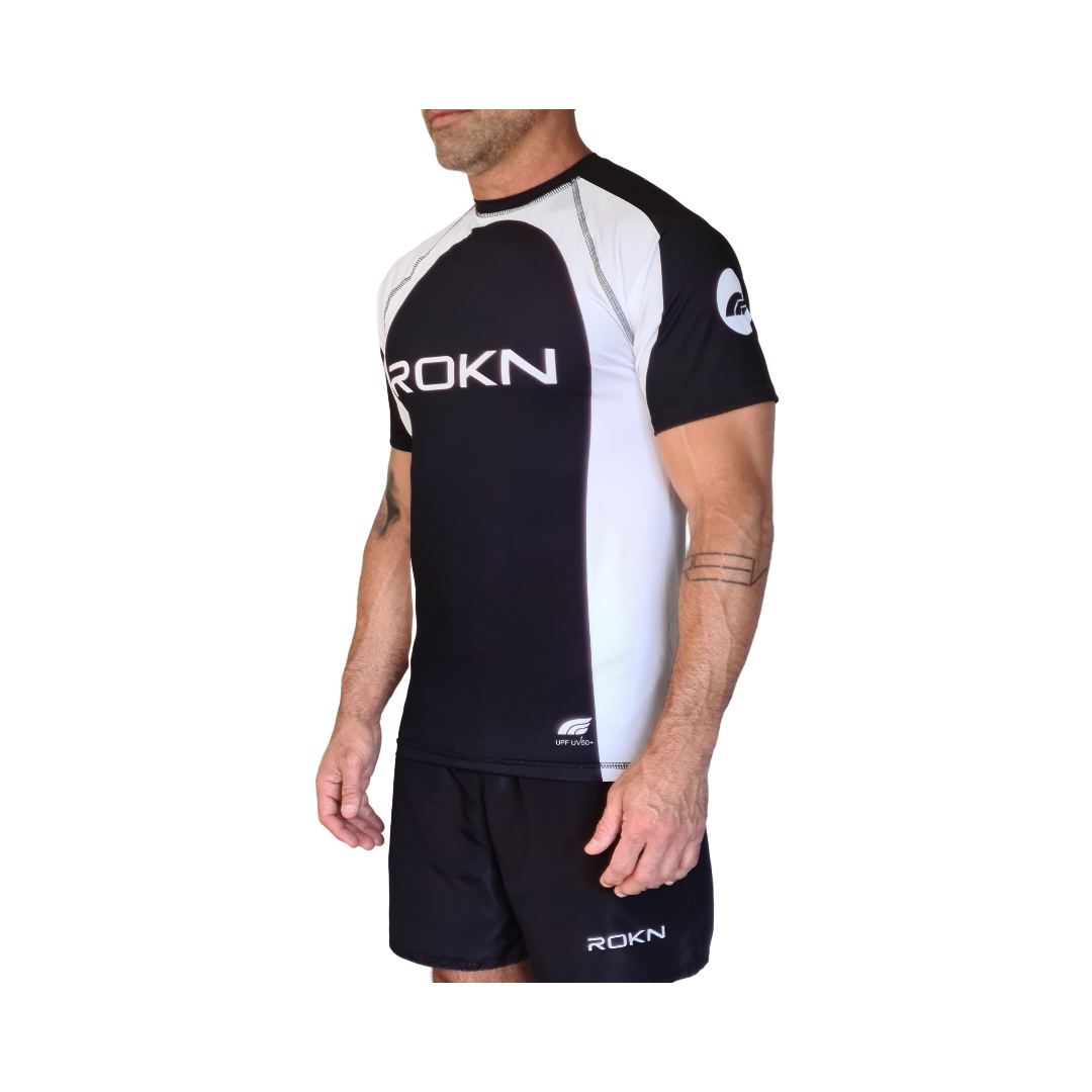 Camiseta ROKN Rashguard Manga Curta RANK Branco Masculino