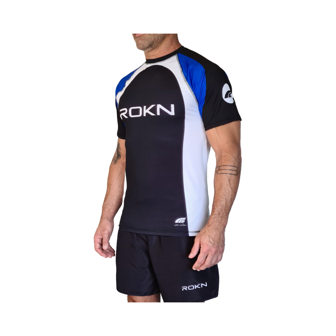 Camiseta ROKN Rashguard Manga Curta RANK Azul Masculino