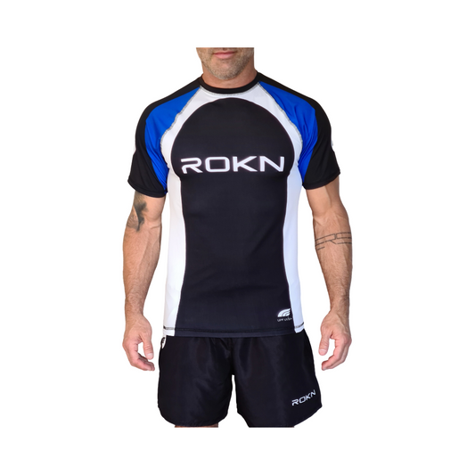 Camiseta ROKN Rashguard Manga Curta RANK Azul Masculino
