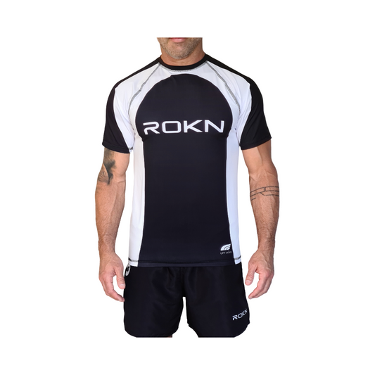 Camiseta ROKN Rashguard Manga Curta RANK Branco Masculino