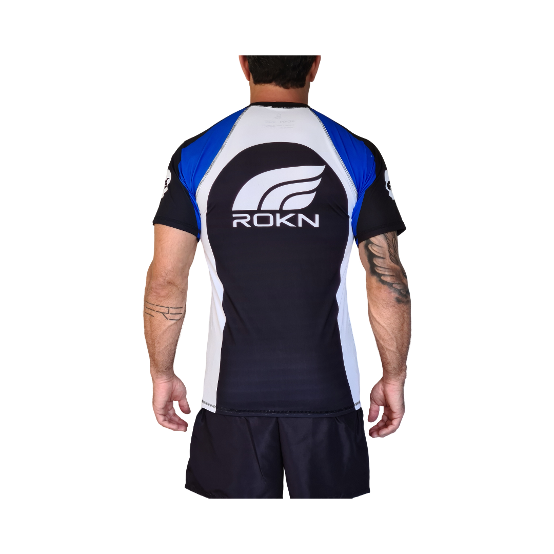 Camiseta ROKN Rashguard Manga Curta RANK Azul Masculino
