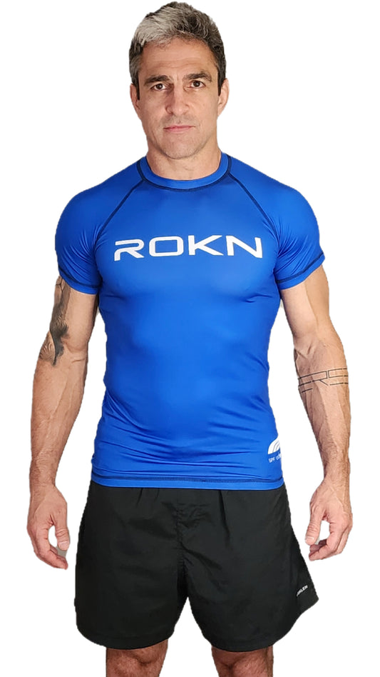 Rashguard ROKN Manga Curta STAMP Azul