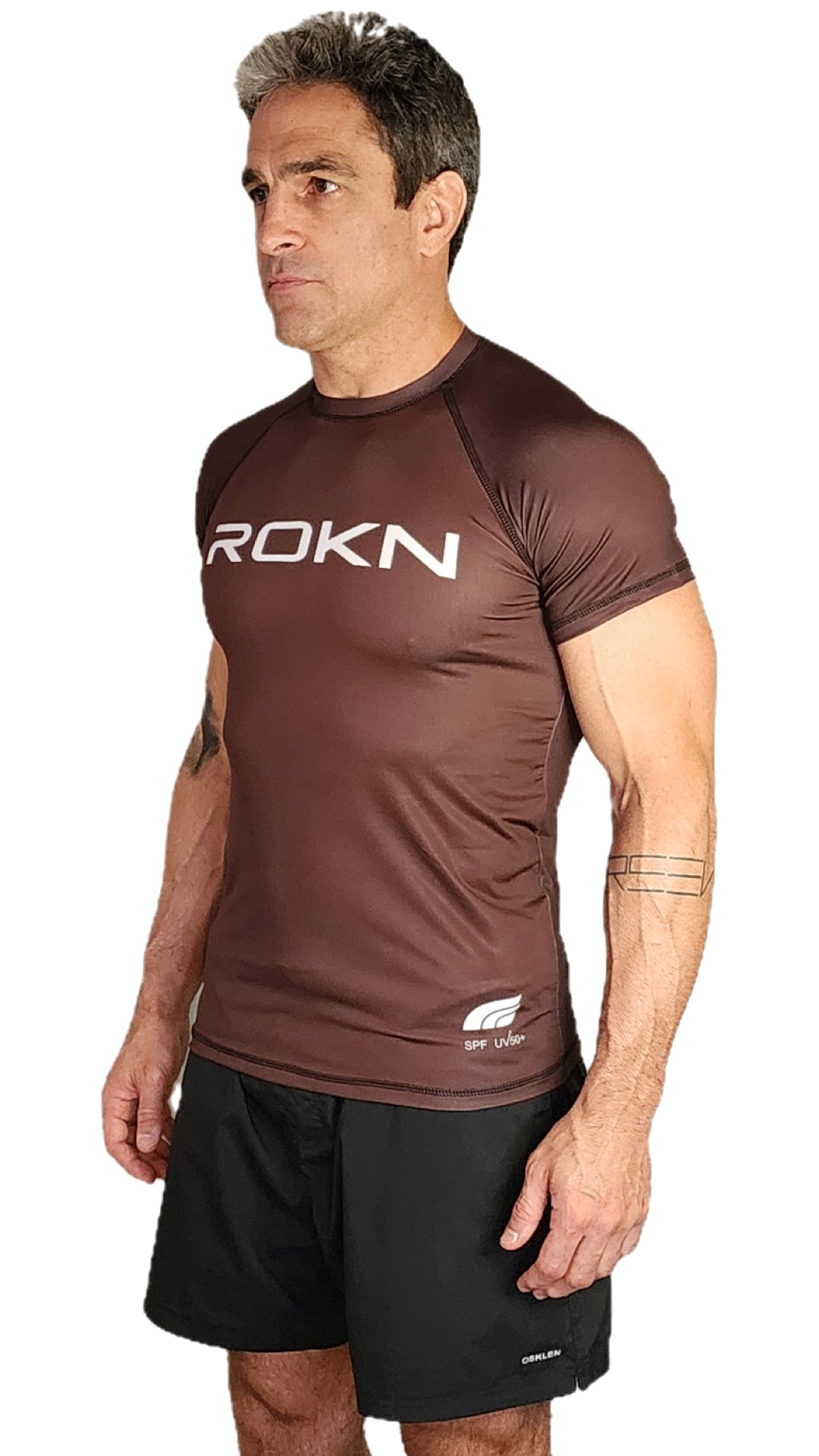 Rashguard ROKN Manga Curta STAMP Marrom