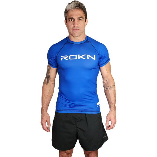 Rashguard ROKN Manga Curta STAMP Azul