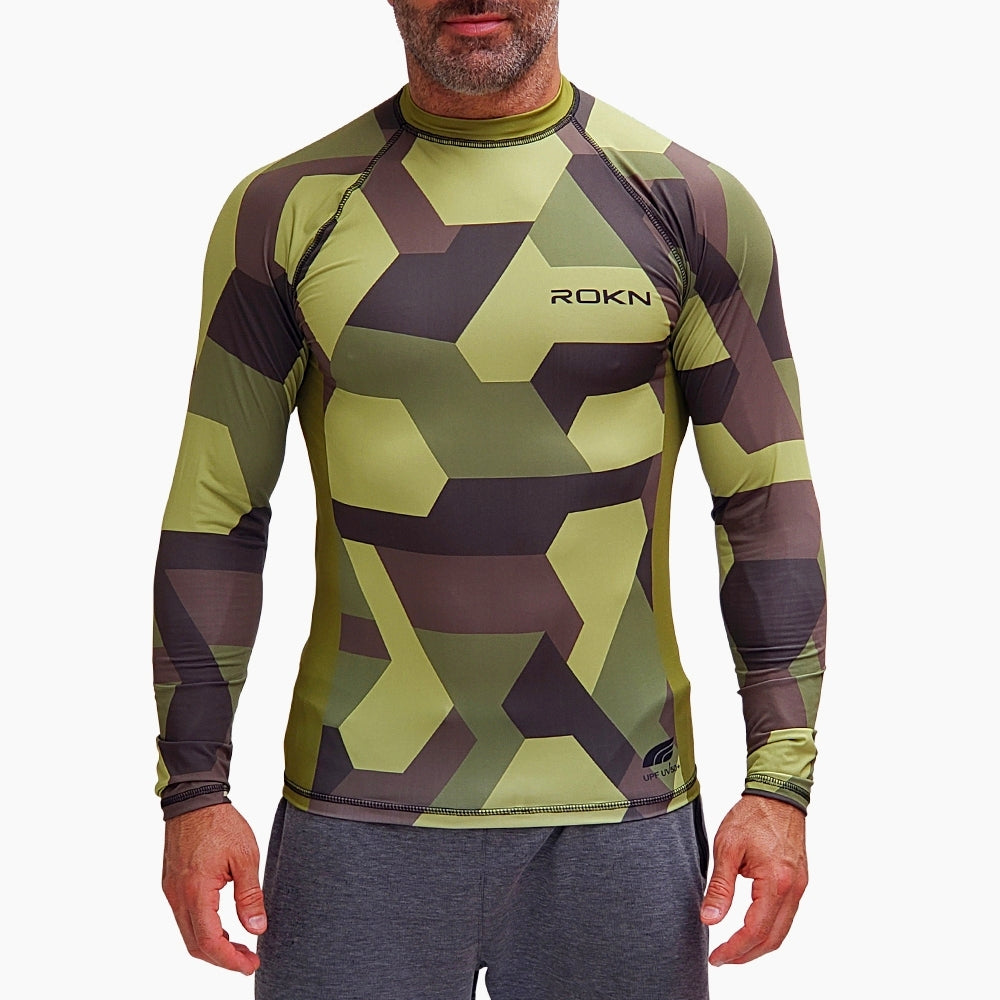 Camiseta ROKN Rashguard Manga Longa Camuflada Verde Masculino