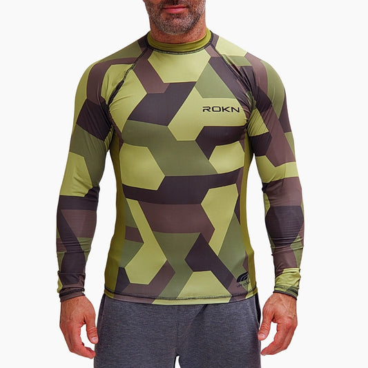 Camiseta ROKN Rashguard Manga Longa Camuflada Verde Masculino